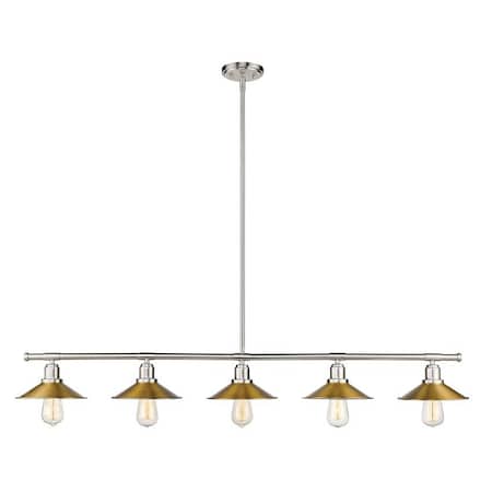 Z-Lite Casa 5 Light Island/Billiard, Brushed Nickel & Factory Brass 613-5L-BN+FB